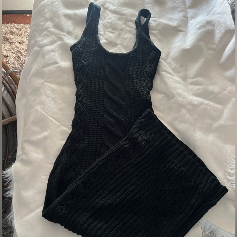 JLUXLABEL Charcoal Textured Knit Dress